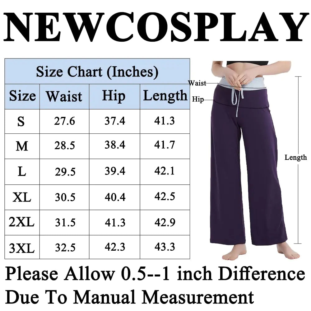 NEWCOSPLAY Women's Comfy Pajama Pants Casual Drawstring Palazzo Lounge Wide Leg Pants Pure-purple Small