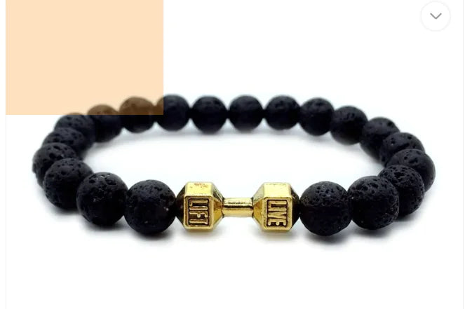 Men's Barbell & Lava Rock Dumbbell Bracelet