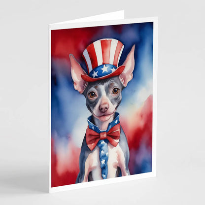 American Hairless Terrier Patriotic American Greeting Cards Pack of 8