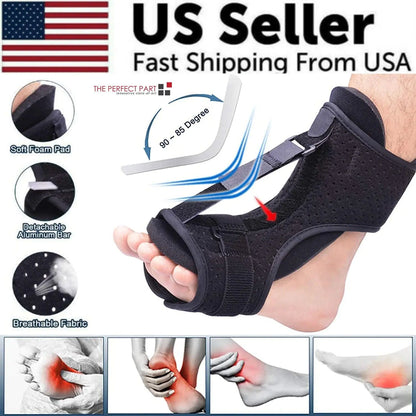 Plantar Fasciitis Night Splint Adjustable Foot Drop Ankle Brace Support Toe Pain