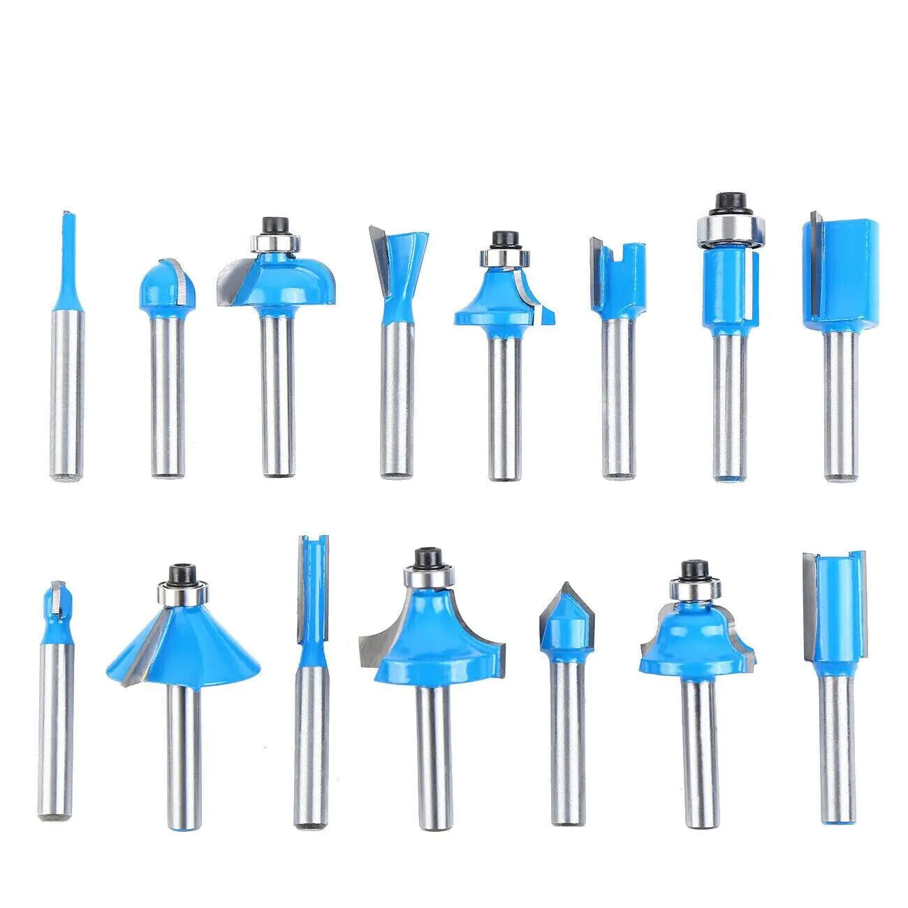 15Pcs Carbon Milling Cutter Router Bit Set Tungsten Carbide Router 1/4" Shank US