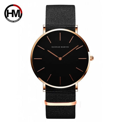 High-Quality Rose Gold Dial Leather Watch