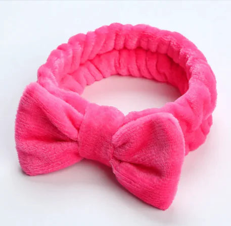 Leopard Print Coral Fleece Workout Hair Band with Bow