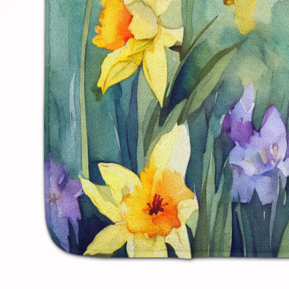 Daffodils in Watercolor Memory Foam Kitchen Mat