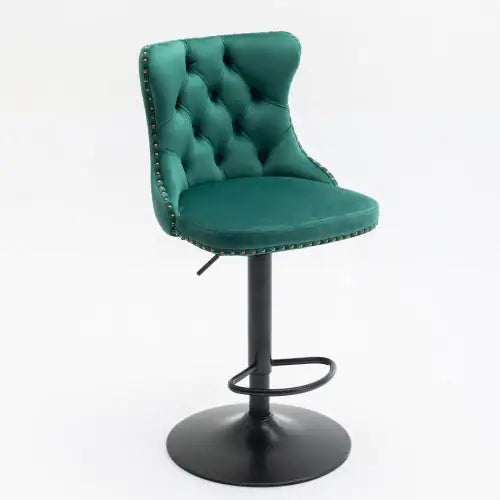 Swivel Velvet Barstools Adjusatble Seat Height From 25-33 Inch Green,Set Of 2