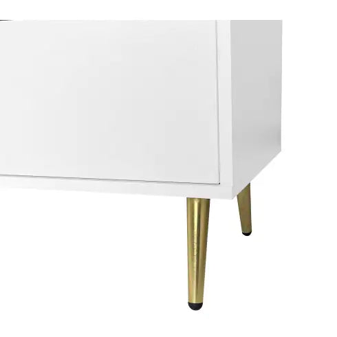 Seven Drawers Large Chest Of Drawer Cabinet With Golden Handle And Golden Legs White Color