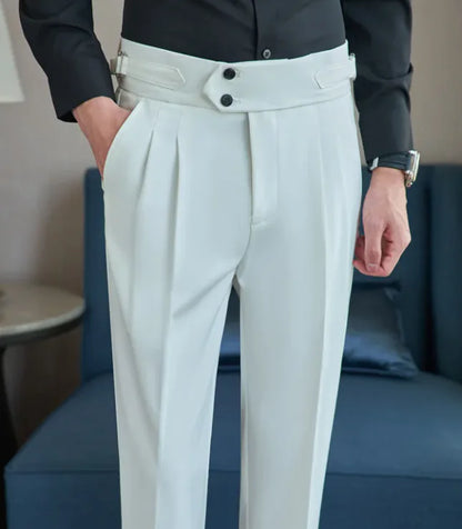 Men's Mid High Waisted Long Casual Pants