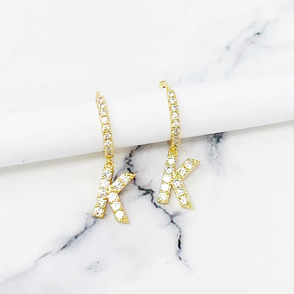 Crystal Initial Drop Earrings