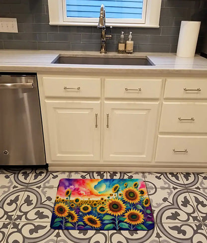 Sunflowers in Color Memory Foam Kitchen Mat