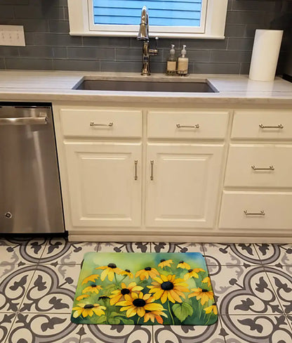 Maryland Black-Eyed Susans in Watercolor Memory Foam Kitchen Mat