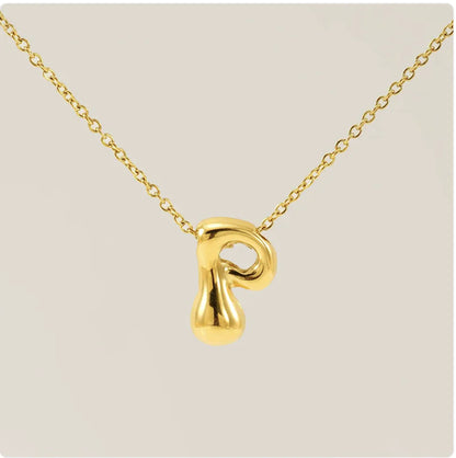 Women's Glossy Bubble Letter Pendant Necklace