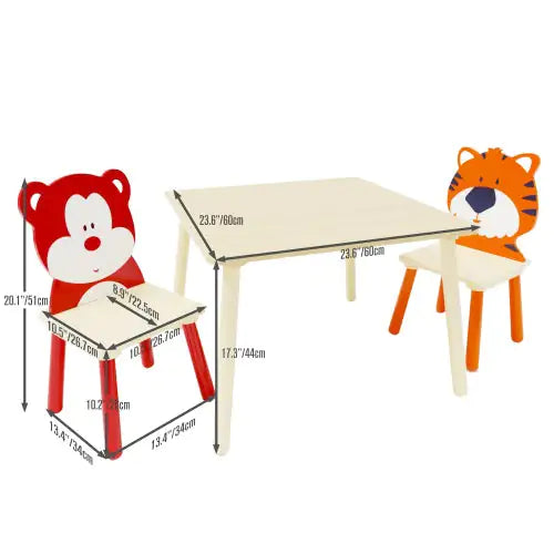 Solid Wood Children's Table Set With 2 Chairs