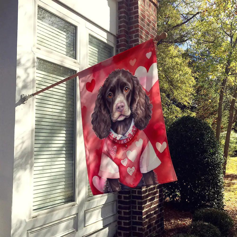 American Water Spaniel My Valentine House Flag