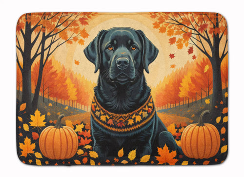 Black Labrador Retriever Fall Memory Foam Kitchen Mat