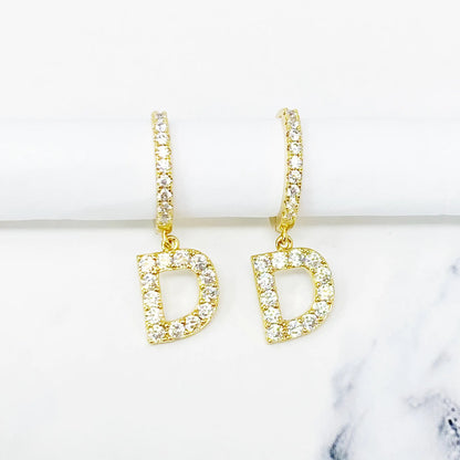 Crystal Initial Drop Earrings