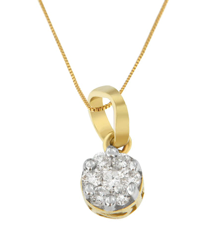 Collier Pendentif Cercle en Or Jaune 14K avec Diamants Taille Ronde (1/3 carat, Couleur H-I, Clarté I1-I2)