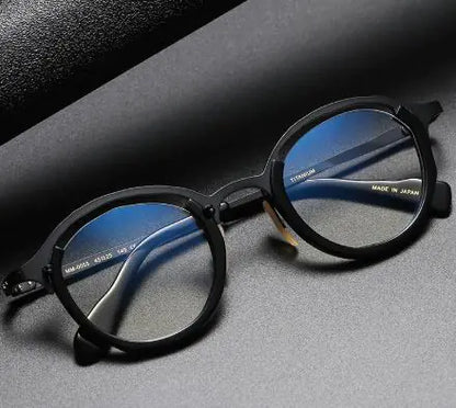 Pure Titanium Oval Glasses Frame with Myopia Lenses