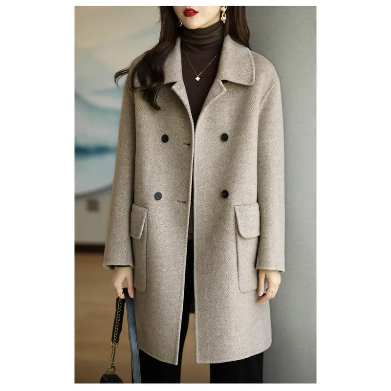 Slim Fit And Mid Length Woolen Coat Fashion