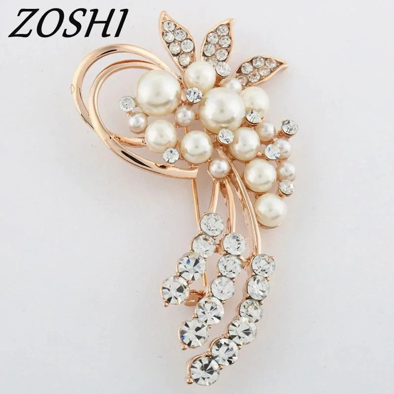 Pearly Flower Swath Brooch