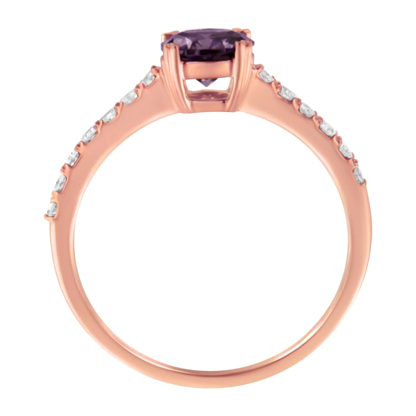 10K Roségold 1/4 Karat Diamant und 6MM Edelstein Halo Ring (H-I Farbe, I1-I2 Reinheit)