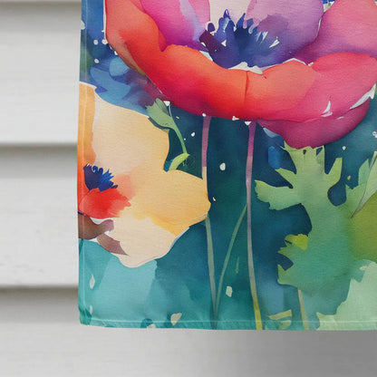 Anemones in Watercolor House Flag