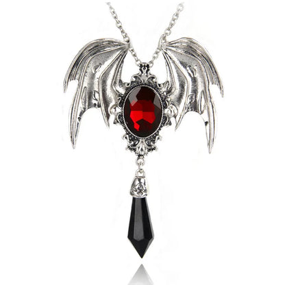 Red Crystal Vampire Bat Pendant