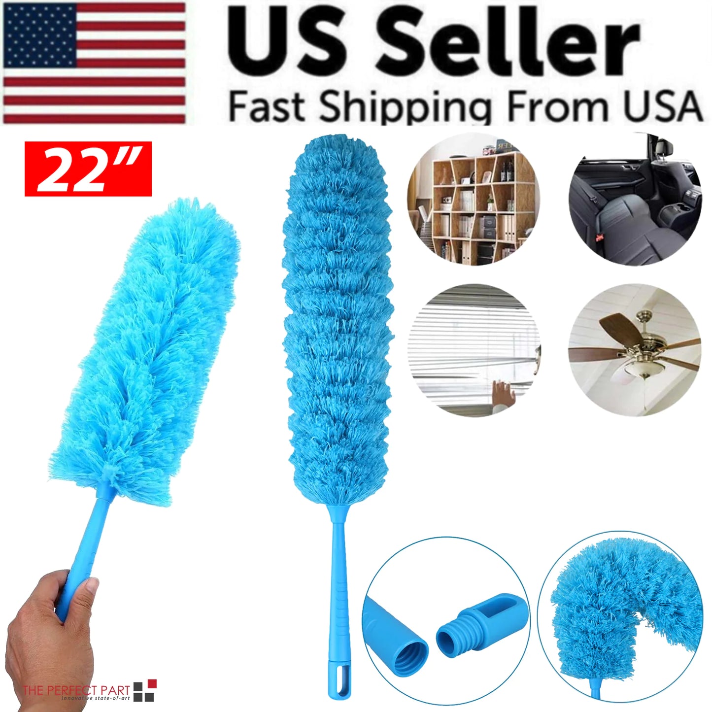 Microfiber Duster Cleaning Brush Dust Cleaner Bendable Handle Soft Ceiling Fan