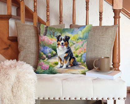 Australian Shepherd Spring Garden Throw Pillow