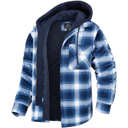 Men's Thick Padded Long Sleeves Loose Plaid