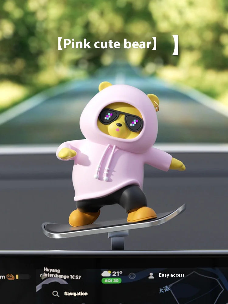 Cartoon Bear Car Skateboard