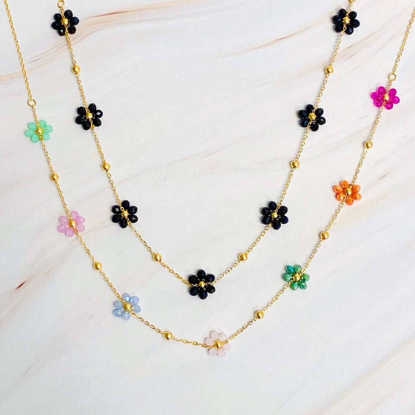 Flower Field Romance Beaded Necklace