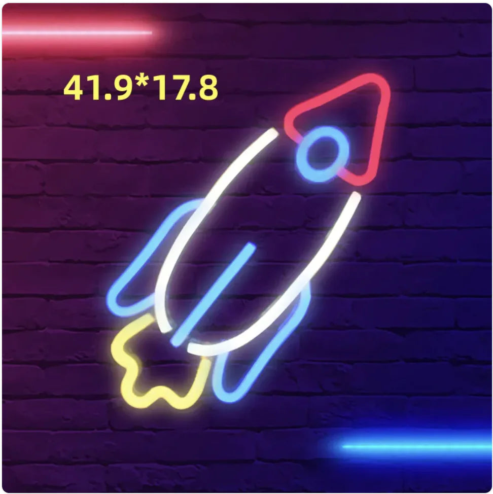 LED Neon Light Spaceman & Planet Wall Decor