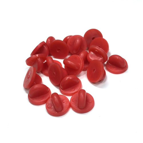 Red Rubber Pin Backs - 20 Pack