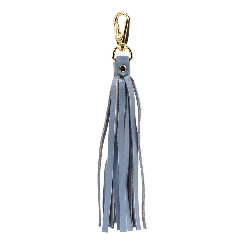 Fringe Power Leather Bag Charm-Serenity/Gold