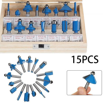 15Pcs Carbon Milling Cutter Router Bit Set Tungsten Carbide Router 1/4" Shank US