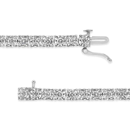 .925 Sterling Silver 3.0 Cttw Diamond Illusion-Set Miracle Plate Tennis Bracelet (I-J Color, I3 Clarity) - 7"