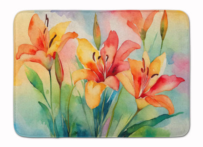 Lilies in Watercolor Memory Foam Kitchen Mat