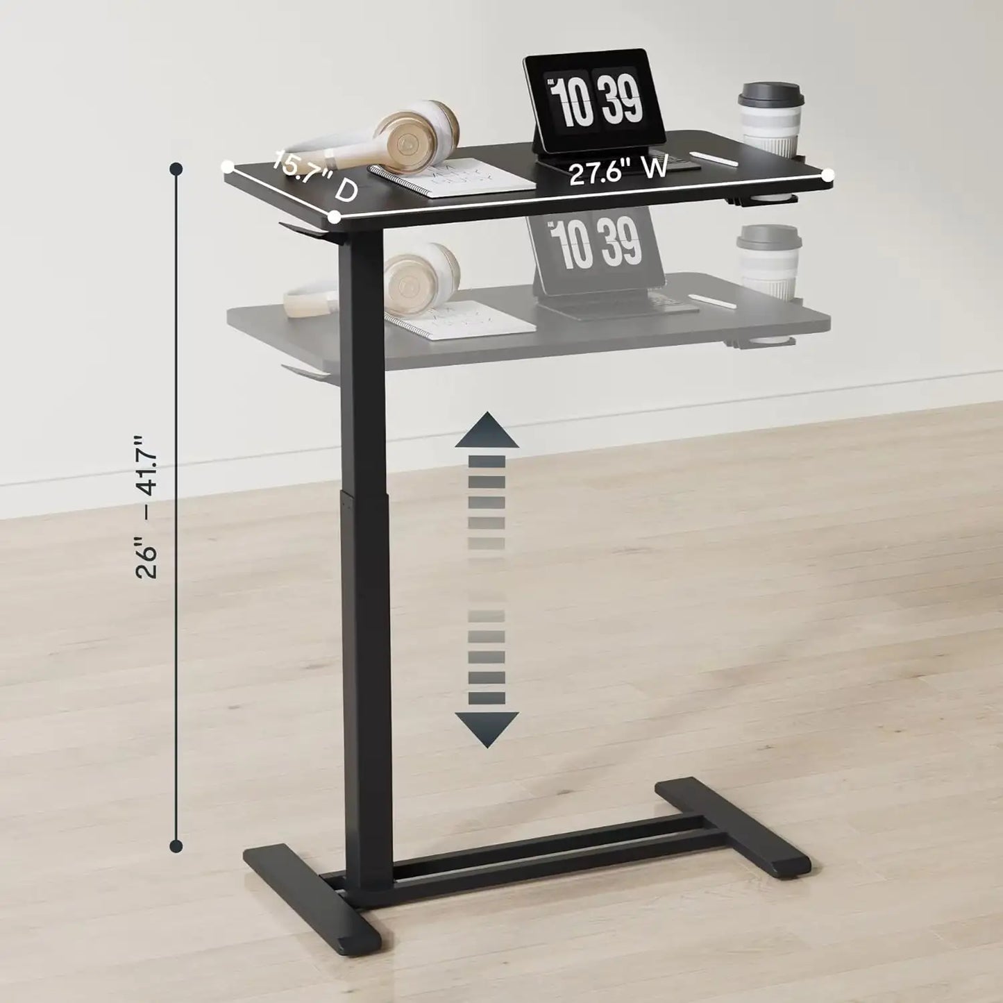 Standing Scroll Table With Hidden Wheels Side Table  Height-adjustable Bed Table Laptop Table