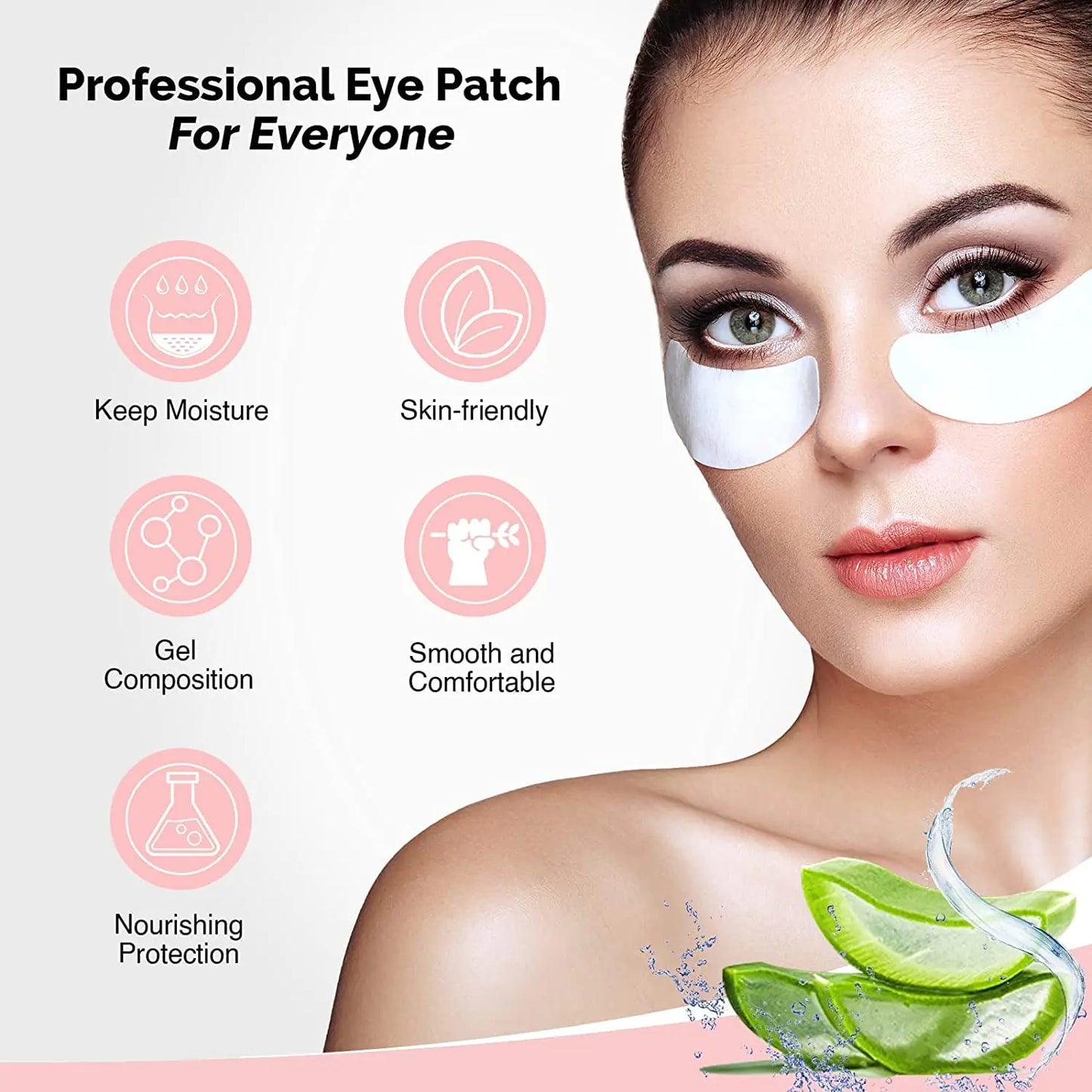 100 Pairs GreenLife Natural Hydrogel Eye Gel Pads - Collagen and Aloe Vera Patches for Under Eyes - Eyelash Extension Kit