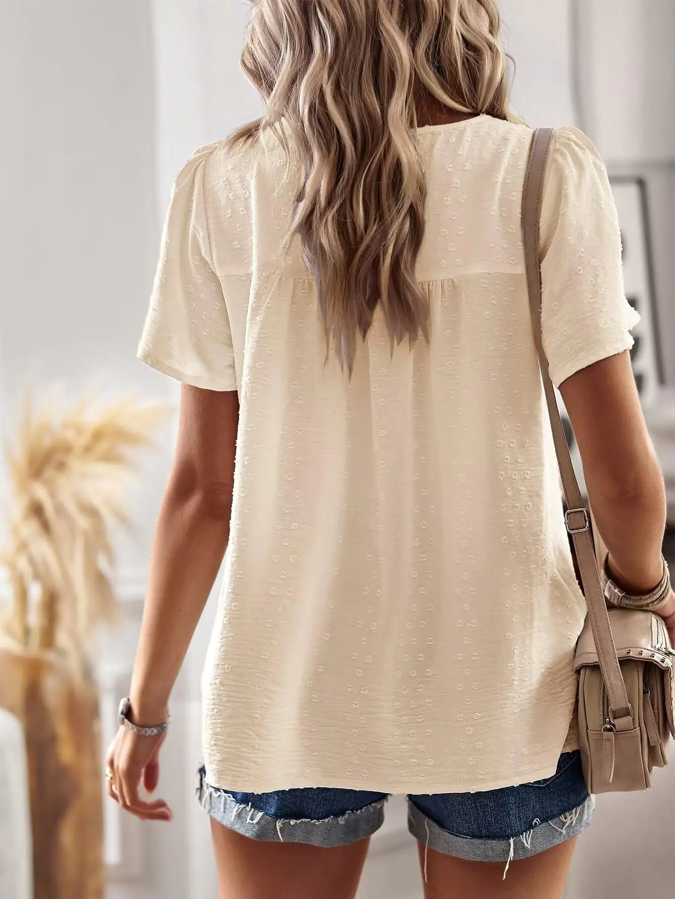 Womens Summer Tops Crewneck Short Sleeve Shirts Casual Chiffon Blouses Flowy Lace Hem Boho Clothing Trendy 2024 XX-Large Apricot