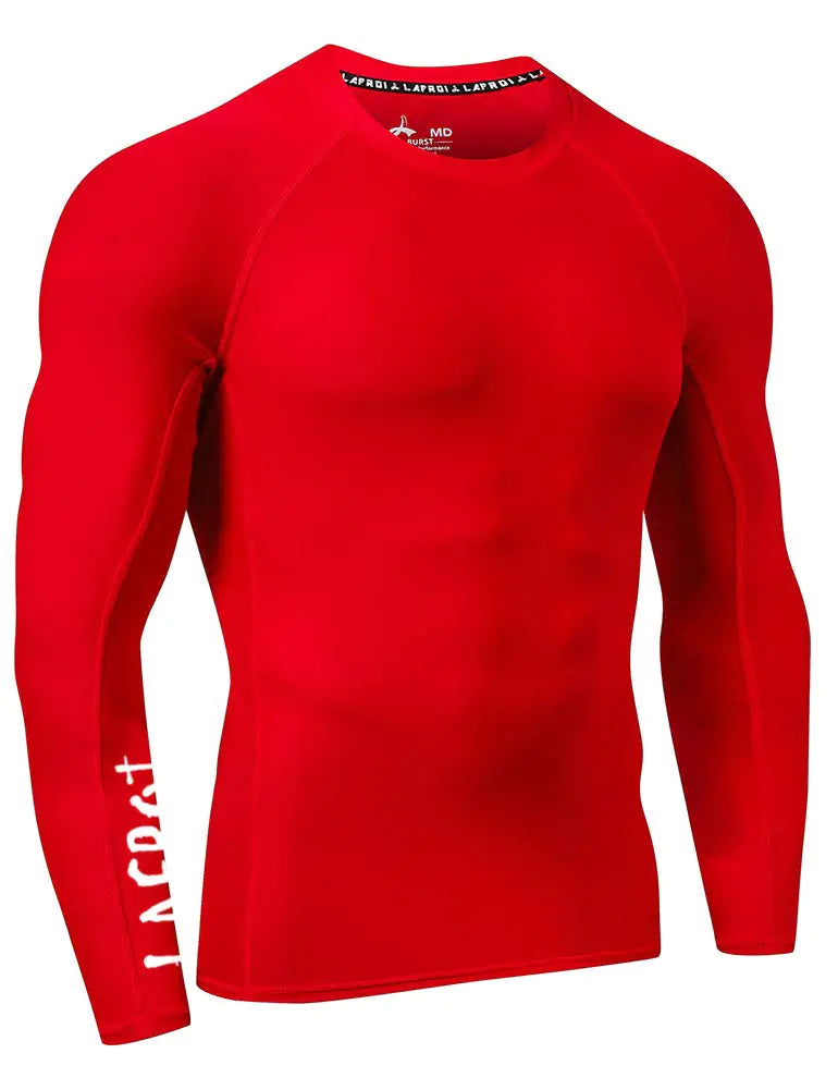 LAFROI Men's Long Sleeve UPF 50+ Baselayer Skins Performance Fit Compression Rash Guard-CLYYB XX-Large Asym Red