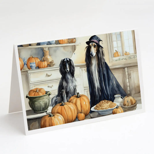 Afghan Hound Fall Kitchen Pumpkins Greeting Cards Pack of 8