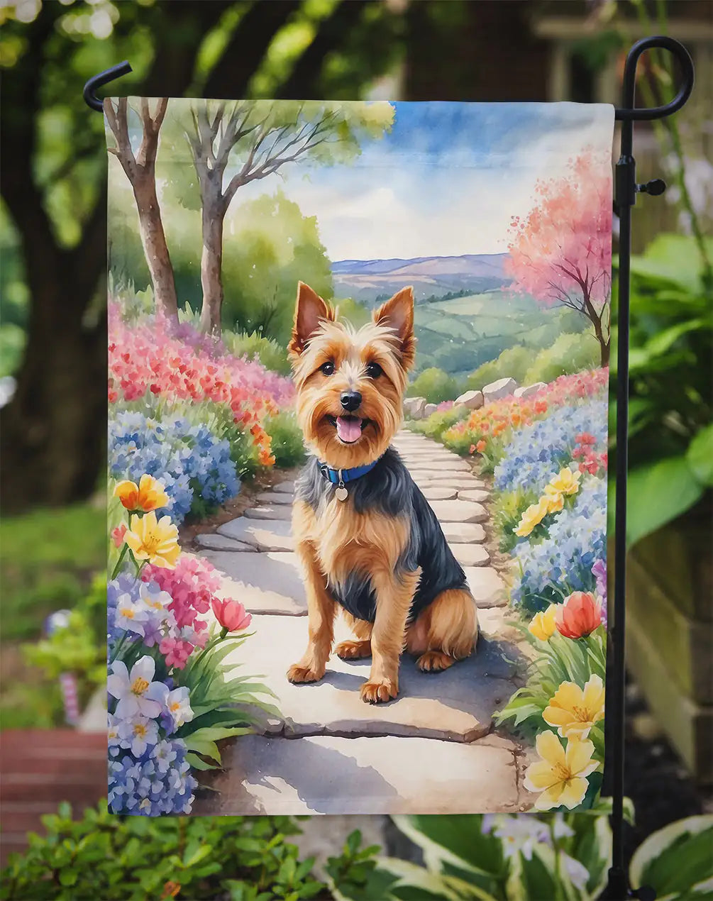 Australian Terrier Spring Garden Garden Flag