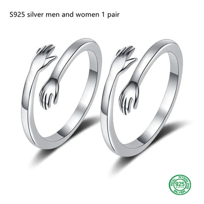 S925 Silver Couple Hug Ring