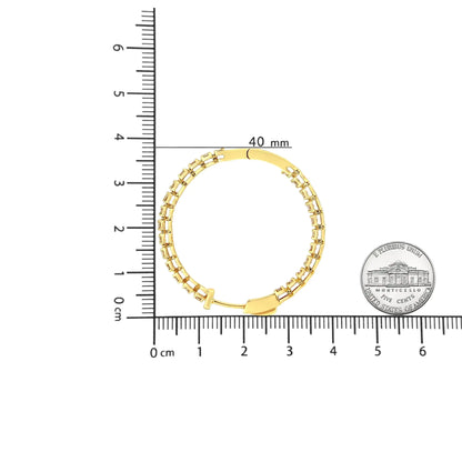 Boucles d'oreilles créoles à l'intérieur et à l'extérieur en argent sterling .925 plaqué or jaune 10K de 3,00 cttw de diamants (Couleur K-L, Clarté I1-I2)