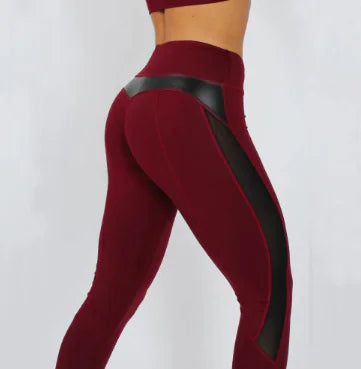 Schwarze Mesh-Splice Fitness Leggings