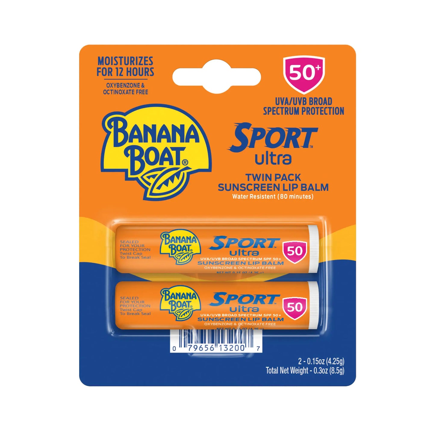 Banana Boat SPF#50+ Sport Ultra Lip Balm Twin Pack 0.15 Ounce SPF 50+