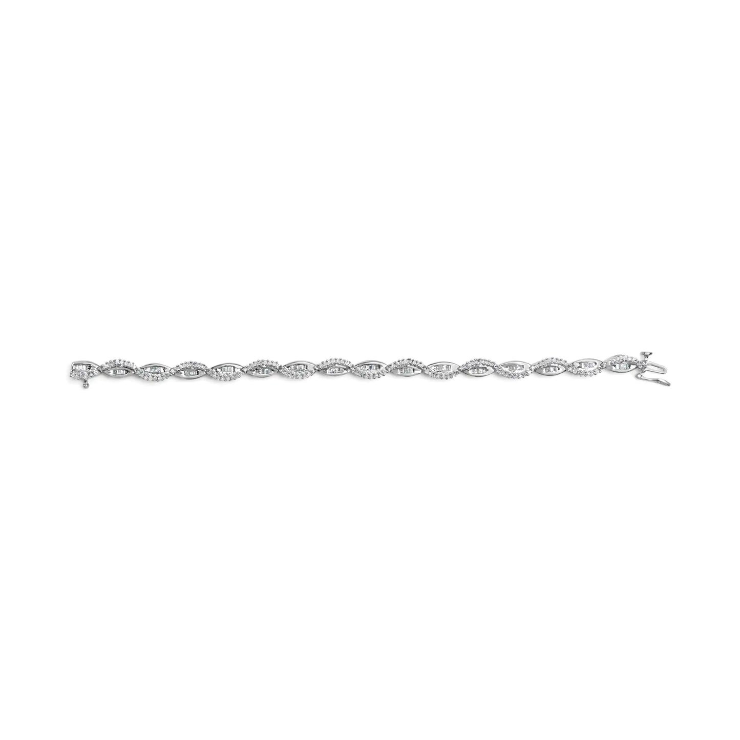 14K White Gold 2.00 Cttw Diamond Swirl and Pear Shape Link Bracelet (I-J Color, I2-I3 Clarity) - 7"