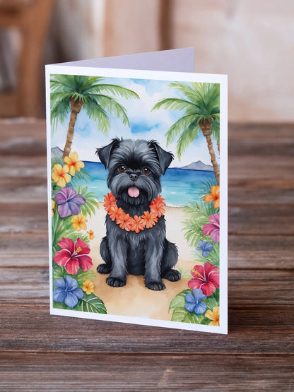 Affenpinscher Luau Greeting Cards Pack of 8