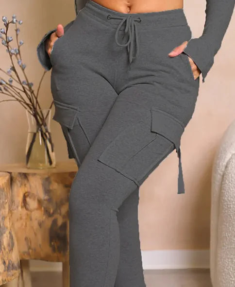 High-Waist Cargo Trousers